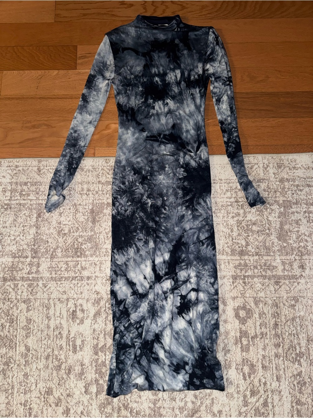Privacy Please Black & White Tie-Dye Midi Dress